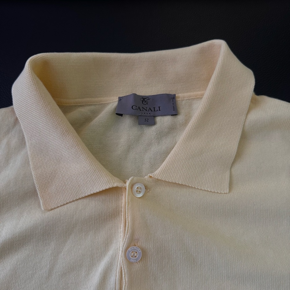 Canali Cream Polo Shirt Soft Cotton Classic